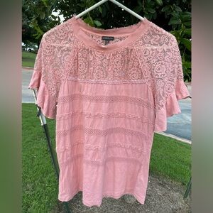 Flirty feminine pink lace top